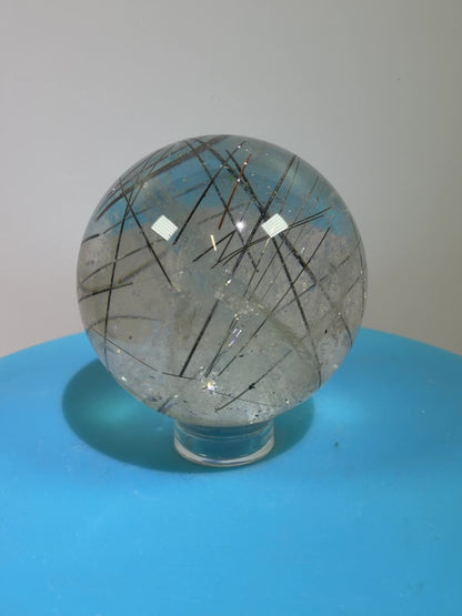 Rutile Quartz Sphere. 43mm. Amazing Combination Of Gold, Copper, And Black Rutilated Quartz. Very Rare Display Sphere