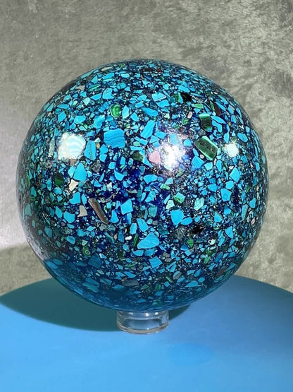 Chrysocolla Conglomerate Crystal Sphere. 74mm. Gorgeous Combination Of Rare Minerals. Stunning Colors!