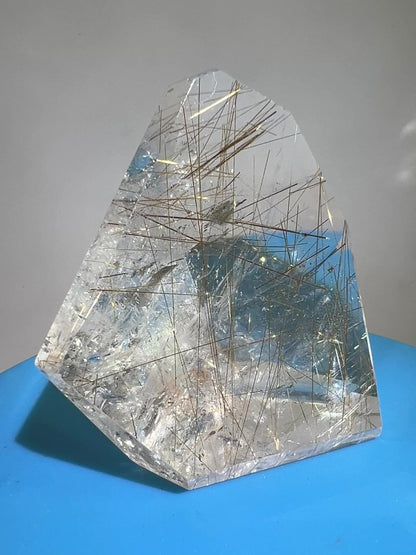 Rutile Quartz Polished Freeform. Stunning Copper And Gold Rutilated Quartz. High Quality Display Crystal