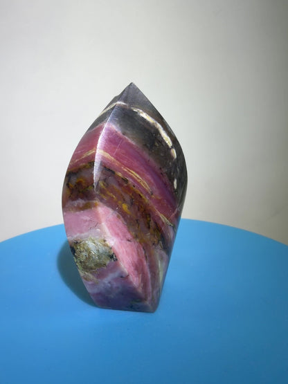 Strawberry Pink Opal Flame From Peru. Gorgeous Bright Colors And Patterns. Rare Display Crystal.