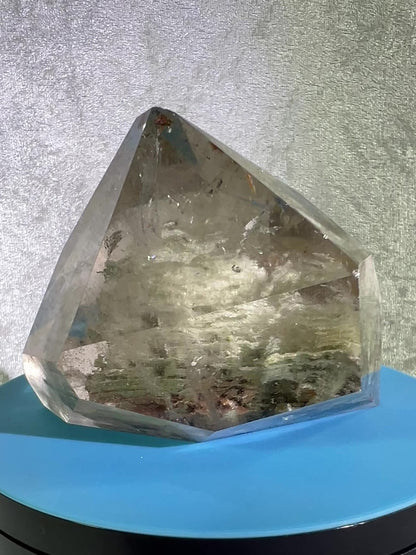 Garden Quartz Polished Freeform. Beautiful Green And Red Landscape Quartz. Amazing Polished Lodolite Freeform.