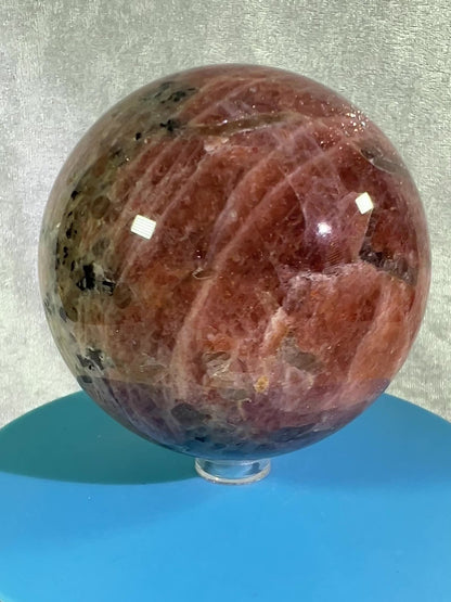 Sunstone Crystal Sphere. 76mm. Gorgeous Confetti Sunstone Sphere. High Quality Display Crystal