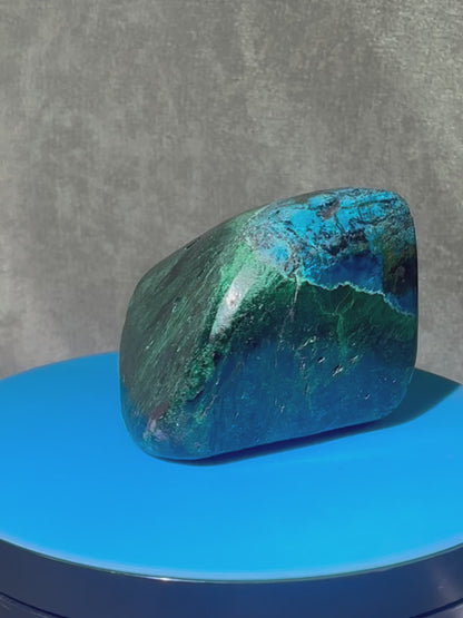 Shattuckite Polished Freeform. Gorgeous Blue Mineral From Namibia. Very Unique And Special Display Crystal.