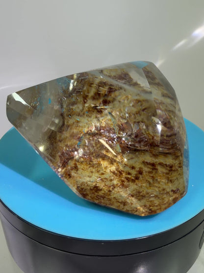 Garden Quartz Polished Freeform. Gorgeous Red And Yellow Landscape Quartz From Brazil. Very High Quality Lodolite Freeform.