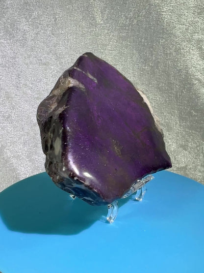 Purpurite Crystal Slab. Stunning Purpurite Freeform With A Resin Coating. Gorgeous Intense Purple Flash!