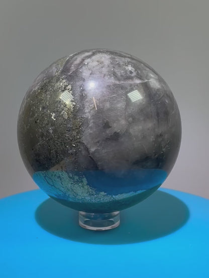 Pyrite And Purple Agate Sphere. 62mm. Beautiful Color Combination. Unique Display Sphere.