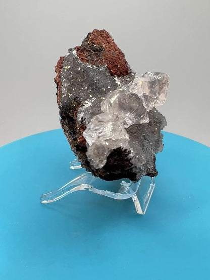 Black Diamond Calcite Specimen. Amazing Silver, Black, And Red Druzy Flash! Beautiful Calcite Crystals On Matrix. High Quality Display Piece