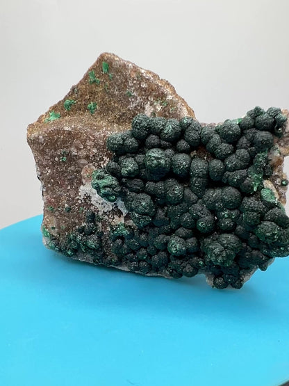 Ball Malachite On A Flashy Dolomite Matrix. Stunning Rare Malachite From Congo. Amazing Mineral Display Specimen.