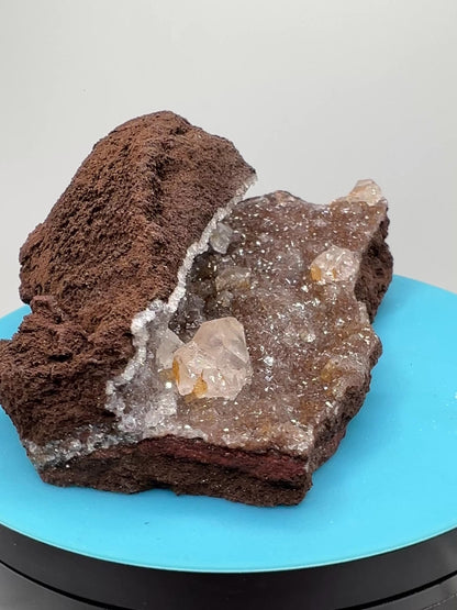 Brown Diamond Calcite Specimen. Stunning Flash! Gorgeous Calcite Cluster On Matrix. Very Pretty Crystal Display Piece.