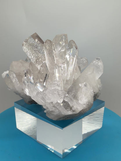 Clear Quartz And Beryl Cluster. Stunning Goshenite Specimen From Brazil. Rare High Quality Display Crystal