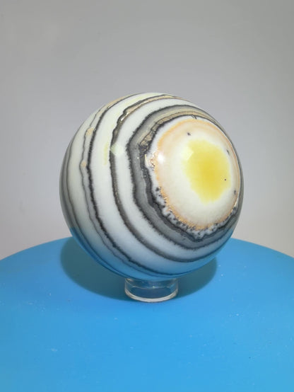 Banded Zebra Calcite Sphere. 53mm. Gorgeous Calcite Display Sphere. Rare Colors With Stunning Patterns