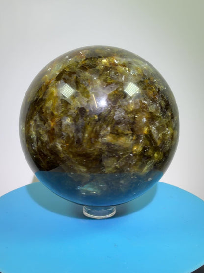 Golden Mica Sphere. 74mm. Rare Mica Display Sphere. High Quality With Lots Of Flash