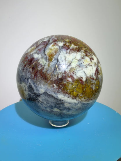 Pietersite Crystal Sphere. 66mm. Stunning Red And Blue Pietersite Crystal. High Quality Rare Display Sphere.
