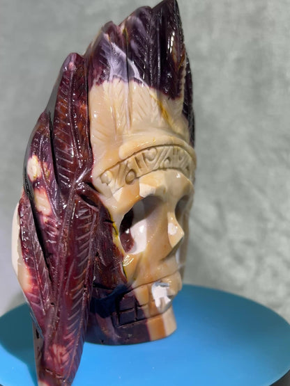 Mookaite Crystal Skull Carving. High Quality Crystal Indian Skull. Amazing Piece Of Art.