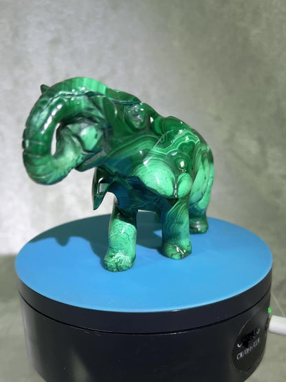 Malachite Elephant Carving From Africa. Amazing Piece Of Art For Your Collection