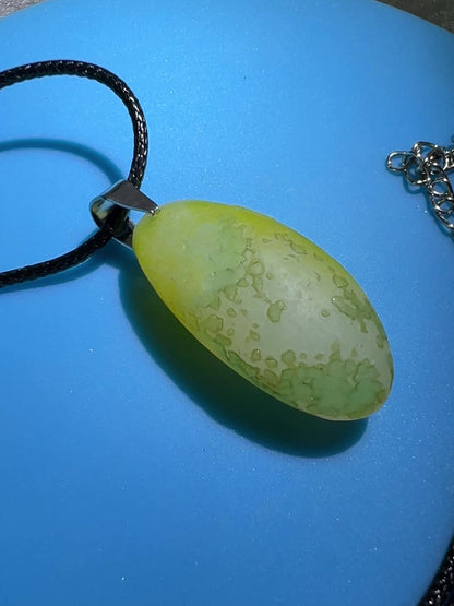 Gobi Agate Pendant. Colorful Green And Yellow Gobi Desert Agate. World Famous Rare Botryoidal Chalcedony. Very Unique Crystal Necklace!