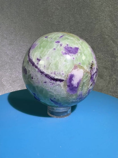 Bolivianite Crystal Sphere. 48mm. Beautiful Combination Of Fluorite And Serpentine. Amazing Rare New Material.