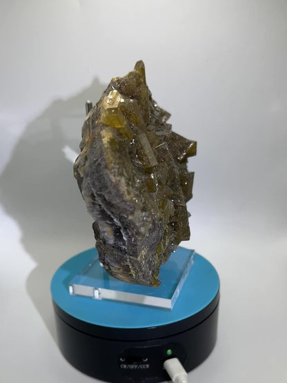 Golden Yellow Barite On A Fluorite Matrix. XL Stunning Mixed Mineral Specimen. Amazing Botryoidal Fluorite.