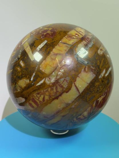 Nguni Jasper And Tiger Iron Sphere. 85mm. Stunning Combination Of Minerals From South Africa