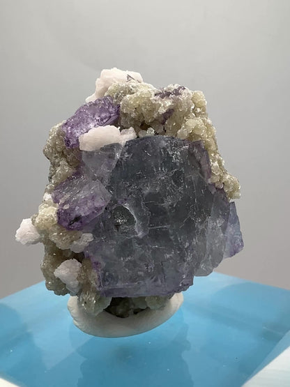 Fluorite, Calcite, And Druzy Quartz Specimen. World Famous Yaogangxian Fluorite Cubes. Beautiful Mixed Mineral Specimen.