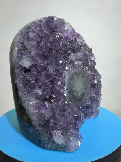 Amethyst Cut Base Geode. World Class Uruguayan Specimen With A Stalactite Eye. Stunning Top Quality Display Crystal.