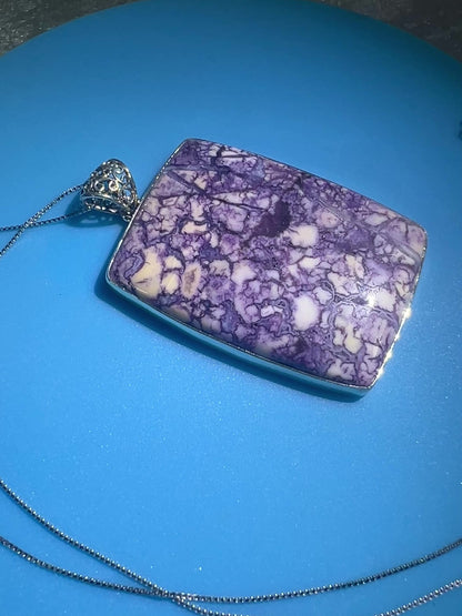 Tiffany Stone Pendant. Gorgeous Opalized Fluorite From Utah. Rare High Quality Necklace. S925 Silver Setting And Necklace
