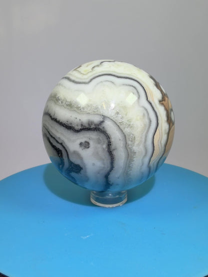 Banded Zebra Calcite Sphere. 55mm. Gorgeous Calcite Display Sphere. Rare Colors With Stunning Patterns