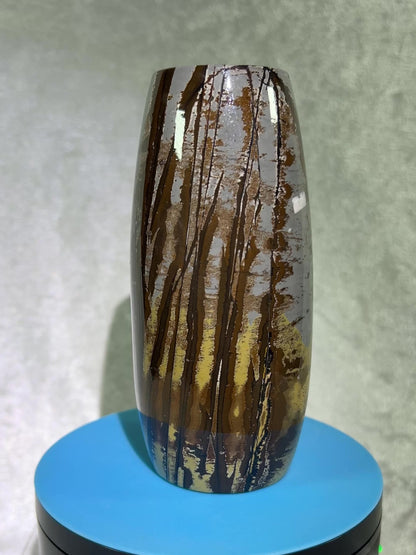 Picture Jasper Flower Vase. Gorgeous All Natural Scenic Jasper. Incredible Piece Of Art.