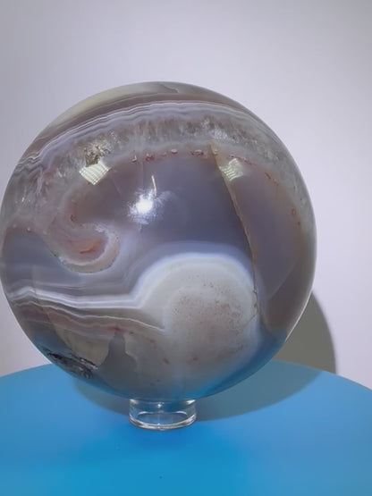 Sashe River Agate Sphere. 75mm. Incredible Display Sphere From Zimbabwe.