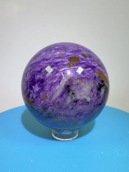 Charoite Crystal Sphere. 50mm. High Quality Beautiful Crystal. Amazing Patterns And Flash. Stunning Rare Crystal