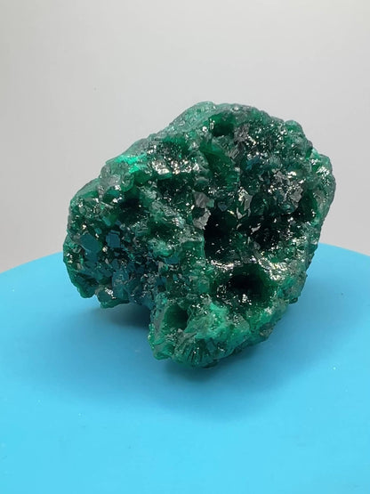 Dioptase Crystal Specimen. High Quality Flashy Mineral From The Congo. Gorgeous Colors And Cubes.