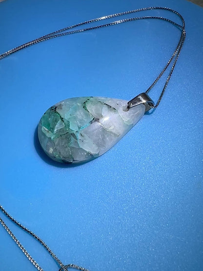 Quantum Quattro Crystal Pendant. High Quality Rare Necklace From Peru. Gorgeous Color Combination. S925 Silver Necklace Included