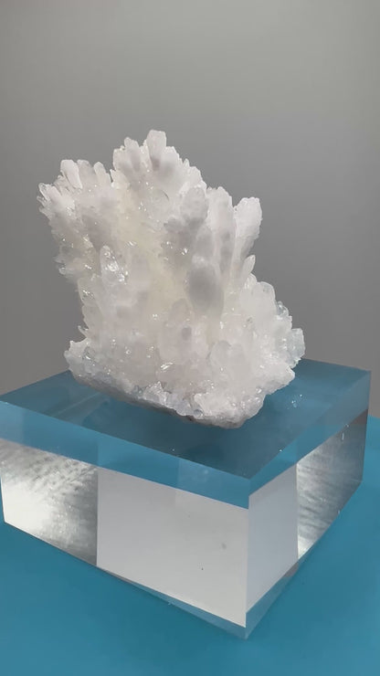 White Aragonite Crystal Specimen. Amazing Cave Calcite From Mexico.