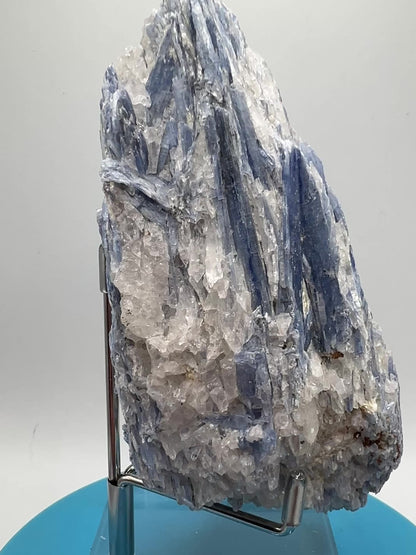 Kyanite And Quartz Mineral Specimen. Beautiful Raw Blue Kyanite Cluster.