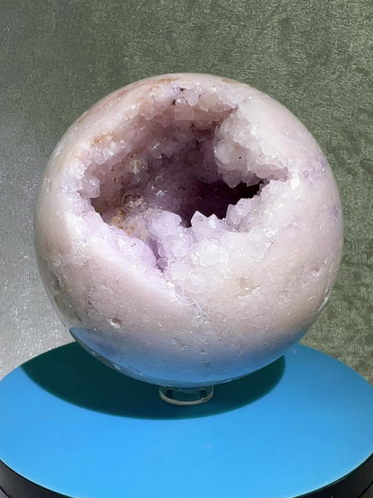 Flower Agate Sphere. 85mm. Gorgeous Purple Flower Druzy. Beautiful Combination Of Flower Agate And Amethyst. Amazing Display Sphere.