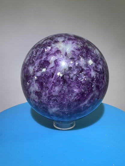 Lepidolite Purple Mica Sphere. 61mm. Gorgeous Flashy Mica Display Crystal.