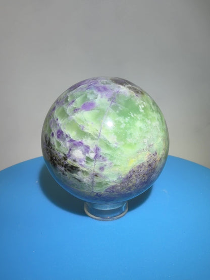 Bolivianite Crystal Sphere. 44mm. Beautiful Combination Of Fluorite And Serpentine. Amazing Rare New Material.