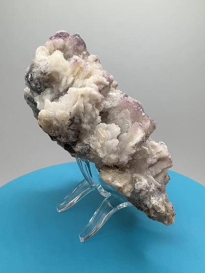 Selenite With Druzy Fluorite. Very Unique Mineral Specimen From Mexico. UV Reactive Display Crystal.