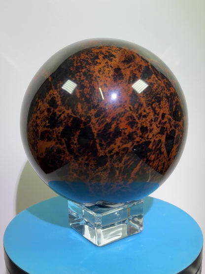 Mahogany Obsidian Sphere. 90mm. XL High Quality Crystal. Rare And Stunning Display Sphere