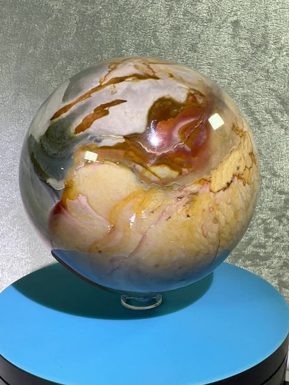 Polychrome Jasper Sphere. 87mm. Very Rare Dragonscale Patterns. Gorgeous Desert Jasper From Madagascar.