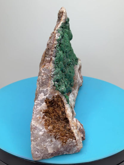 Ball Malachite On A Druzy Quartz And Dolomite Matrix. High Quality Specimen From Congo.