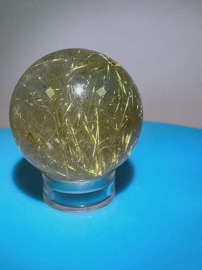 Rutile Quartz Sphere. Amazing Rare Rutile Flowers. Small But Mighty!