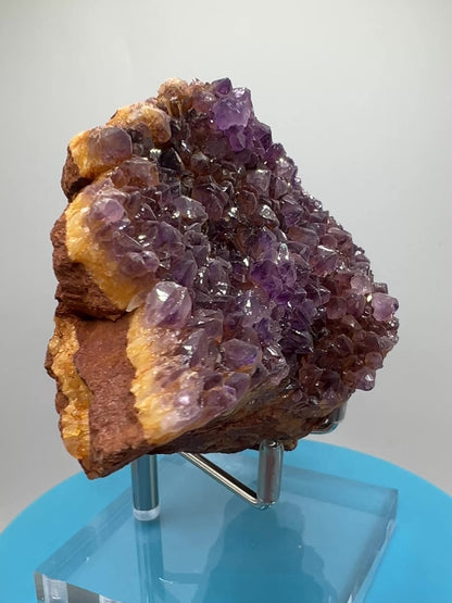Amethystos Crystal Specimen. Gorgeous Amethyst Cluster From South Africa. Rare Deep Purple Display Crystal