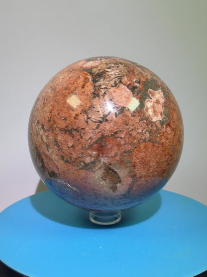 Fire Calcite Crystal Sphere. 74mm. Amazing New Material. Beautiful Large Display Sphere With Nice UV Reaction.