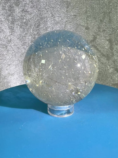 Rutile Quartz Sphere. Beautiful Rare Golden Rutilated Quartz. Stunning Display Sphere