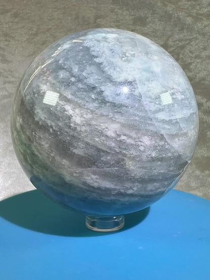 Calcite Blue Cloud Crystal Sphere. 72mm. Gorgeous Colors With Amazing Patterns.