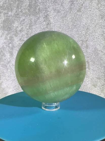 Green Candy Fluorite Sphere. Gorgeous High Quality Crystal. Amazing Clear Light Green Fluorite.