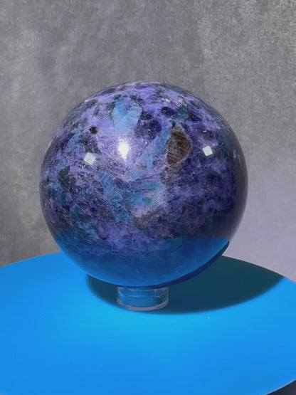 Iolite Crystal Sphere. 62mm. Beautiful Rare Water Sapphire From Madagascar. Amazing Rare Cordierite Display Sphere.