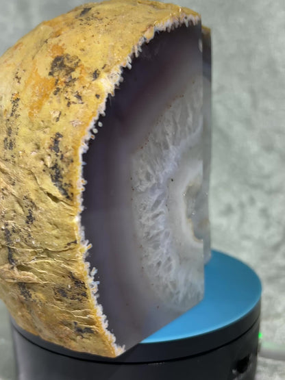 Druzy Agate Book Ends. Stunning Agate From Brazil. Large Cut And Polished Crystal Book Ends.