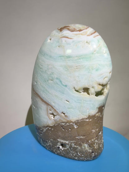 Caribbean Calcite Freeform. Gorgeous Combination Of Blue Calcite And Aragonite. Amazing Spots Of Druzy!